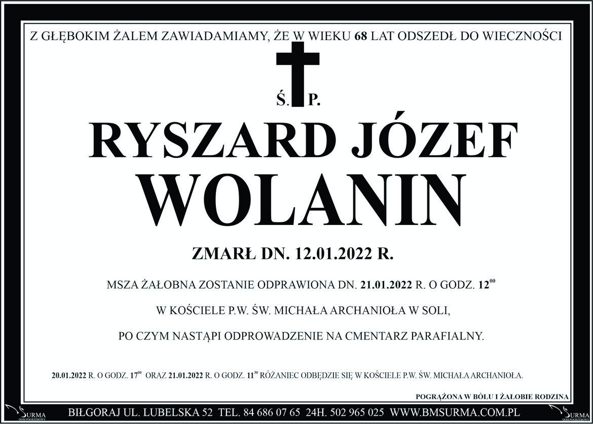 Ś.P. RYSZARD JÓZEF WOLANIN