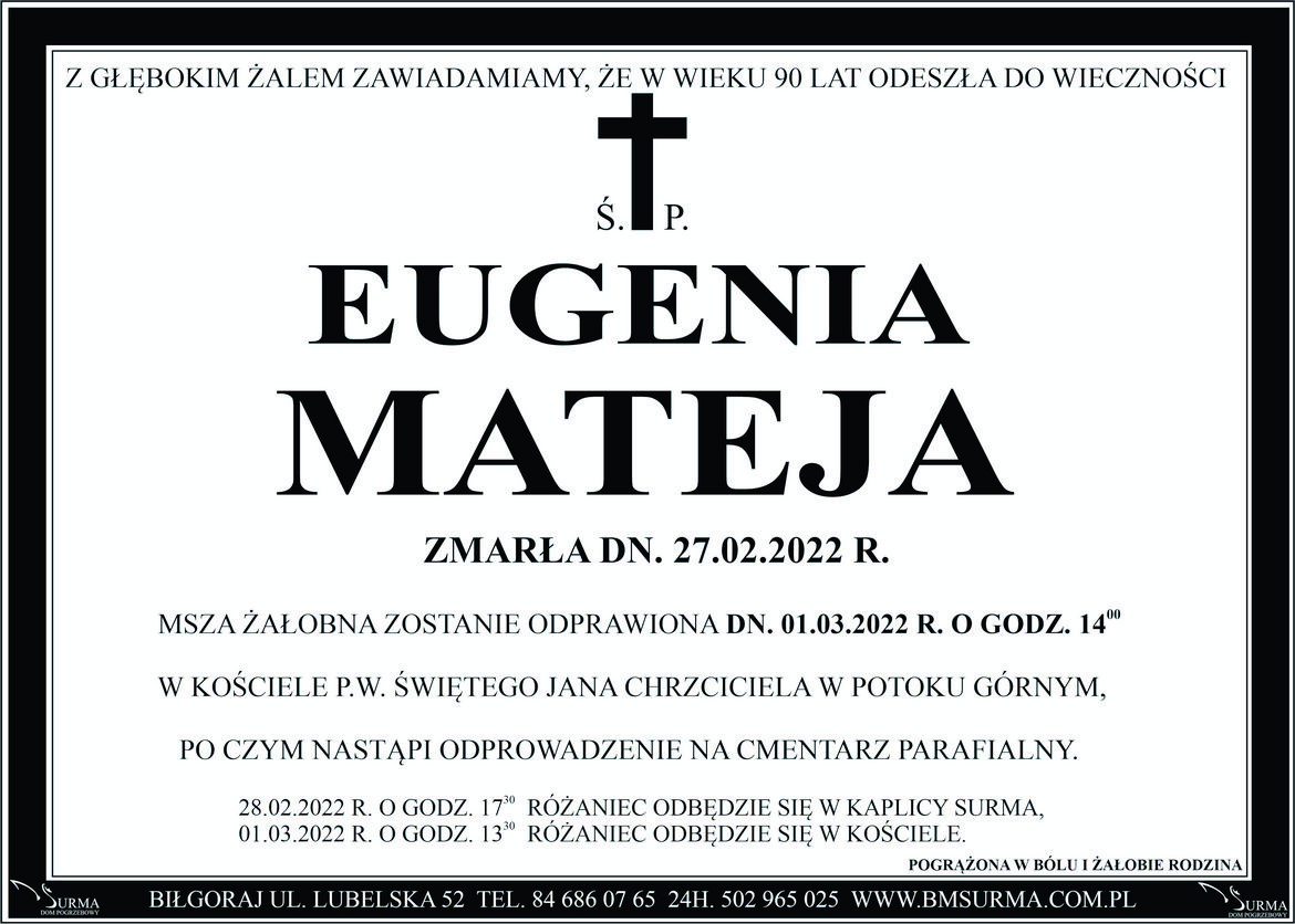 Ś.P. EUGENIA MATEJA