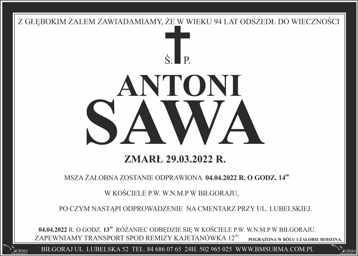 Ś.P. ANTONI SAWA