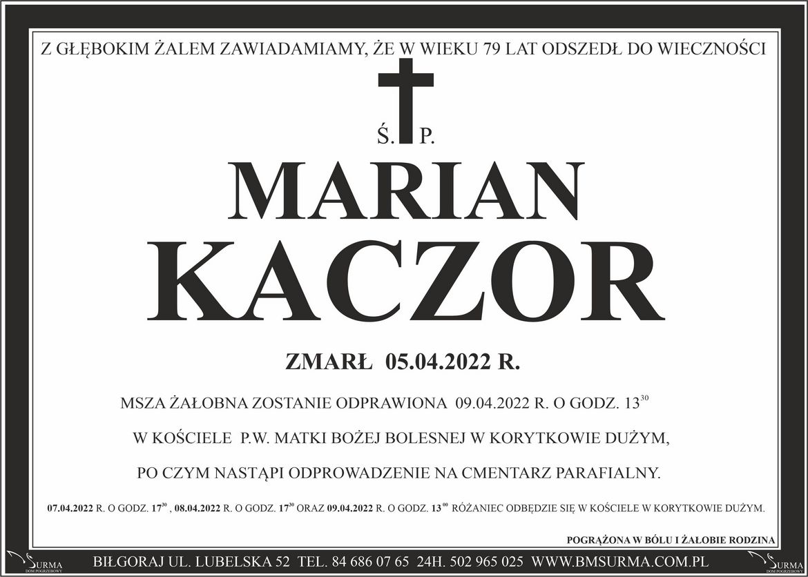 Ś.P. MARIAN KACZOR