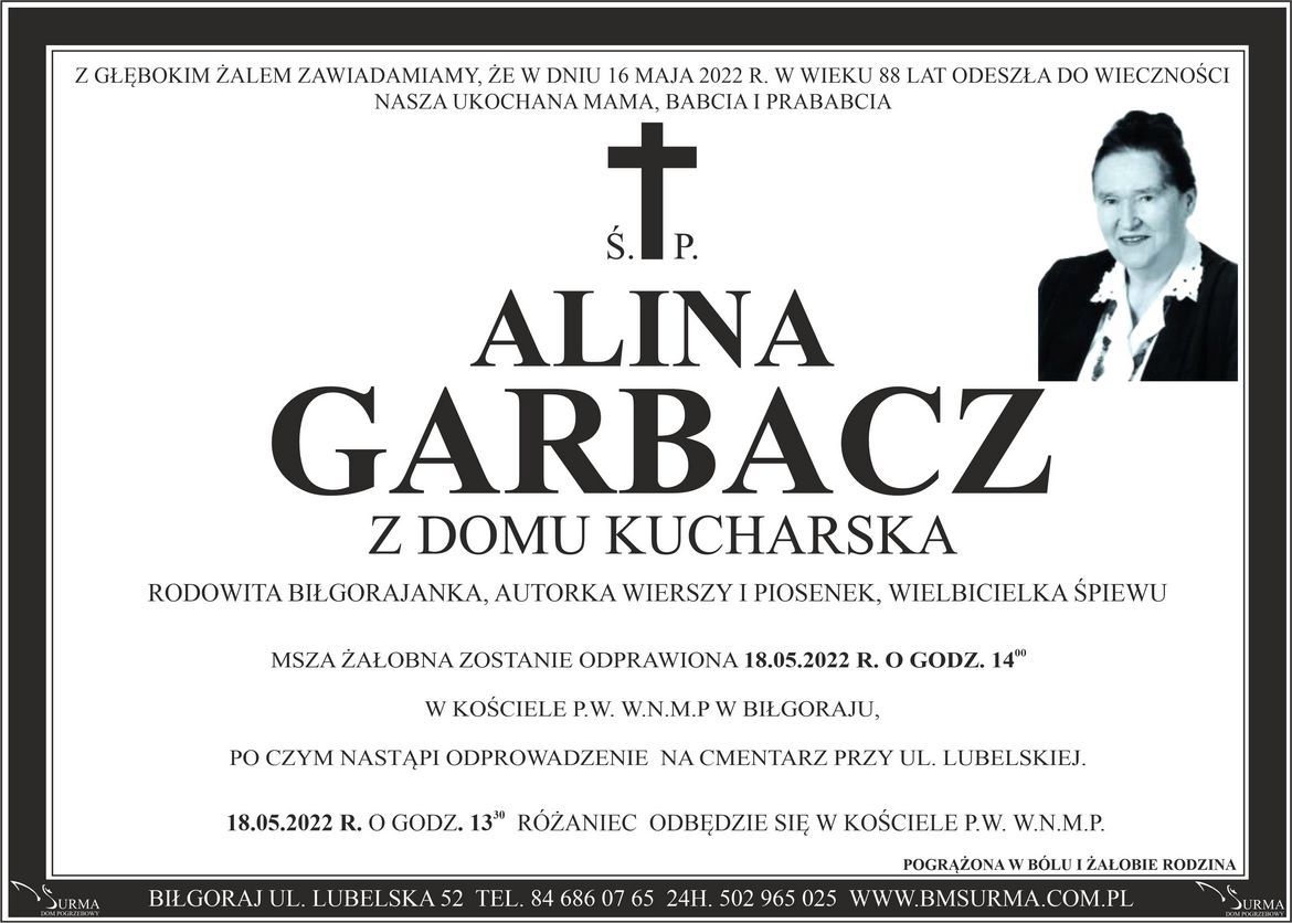 Ś.P. ALINA GARBACZ