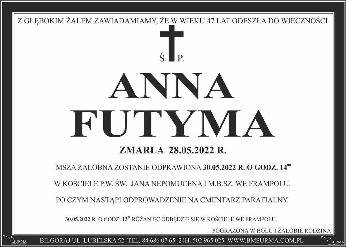 Ś.P. ANNA FUTYMA