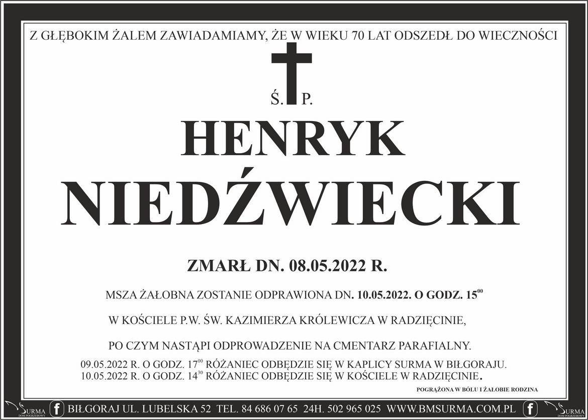 Ś.P. HENRYK NIEDŹWIECKI