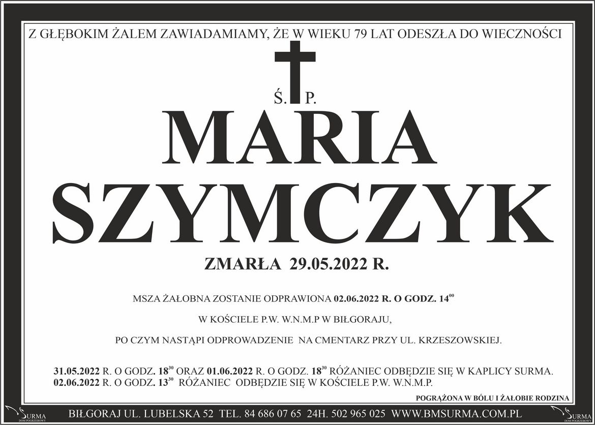 Ś.P. MARIA SZYMCZYK