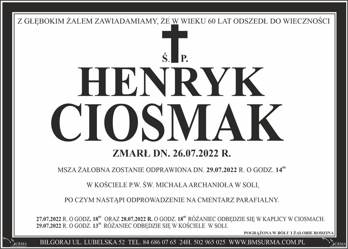 Ś.P. HENRYK CIOSMAK