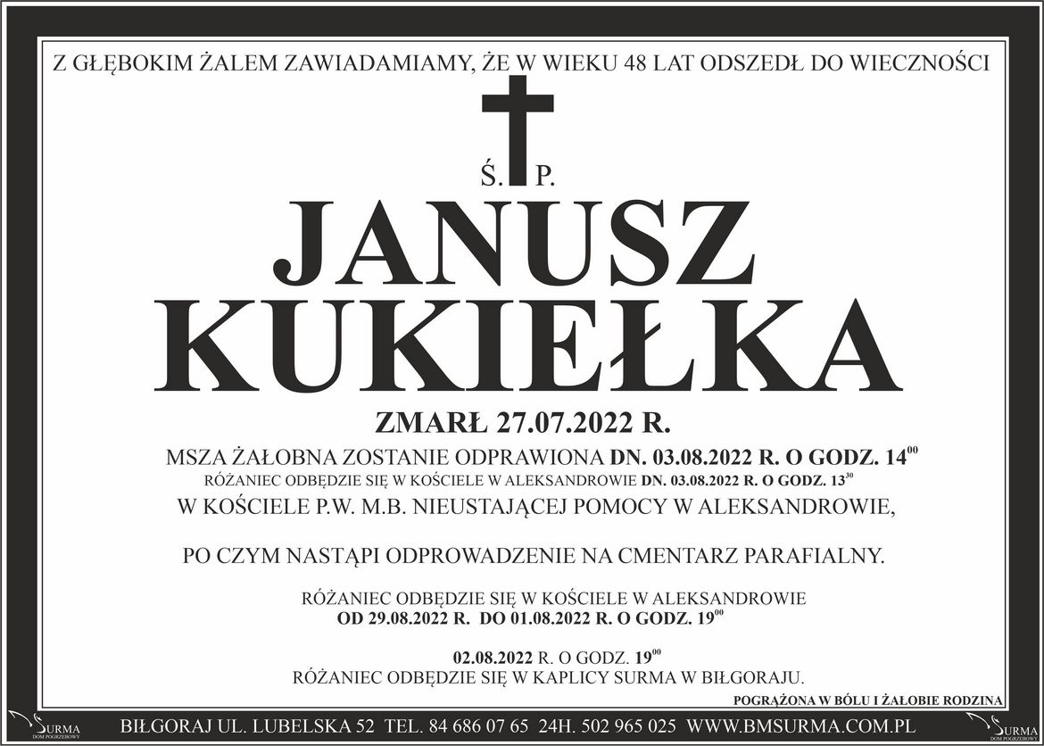 Ś.P. JANUSZ KUKIEŁKA