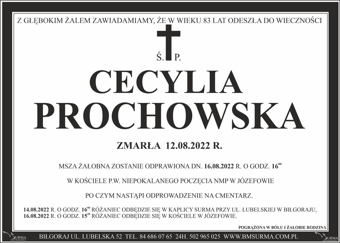 Ś.P. CECYLIA PROCHOWSKA
