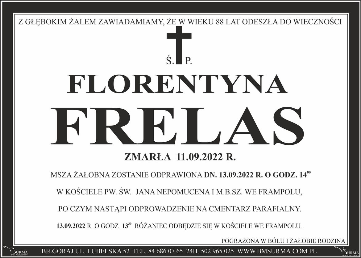 Ś.P. FLORENTYNA FRELAS