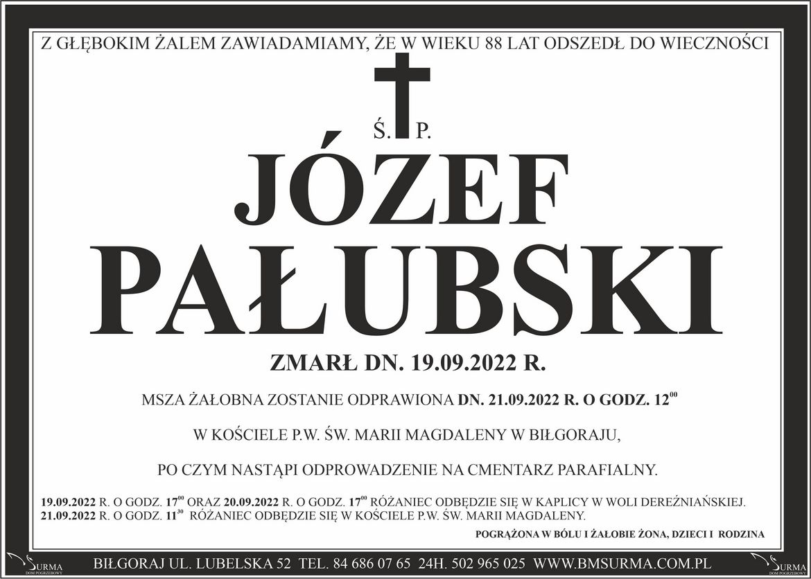 Ś.P. JÓZEF PAŁUBSKI