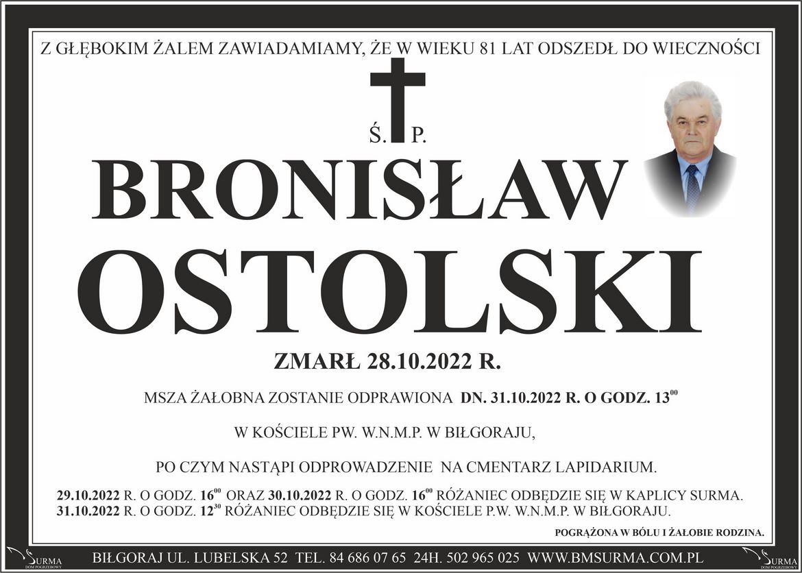 Ś.P. BRONISŁAW OSTOLSKI