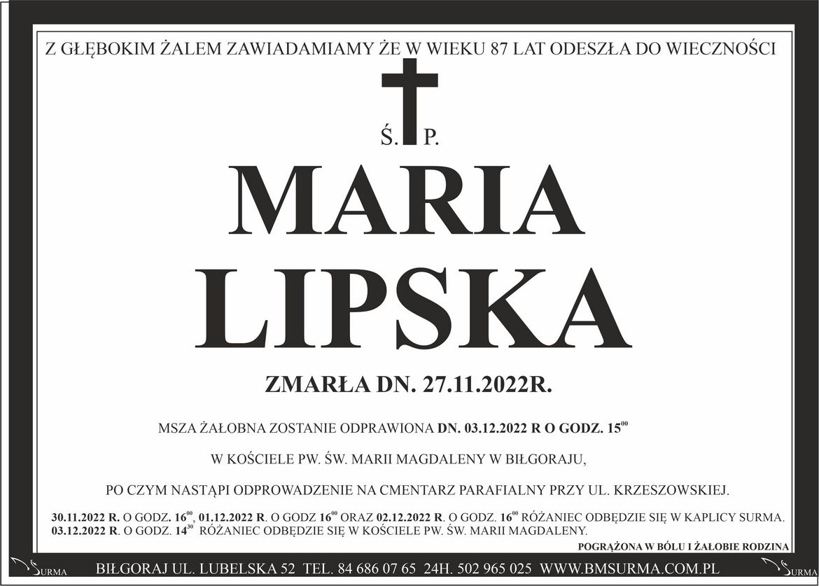 Ś.P. MARIA LIPSKA