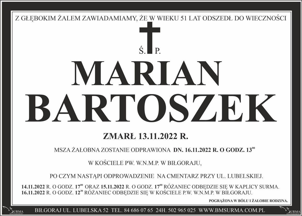 Ś.P. MARIAN BARTOSZEK