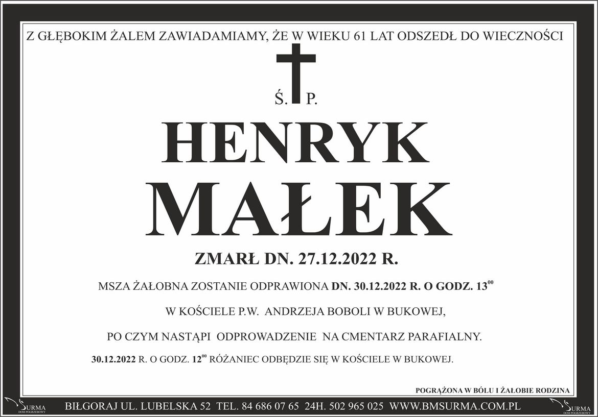 Ś.P. HENRYK MAŁEK