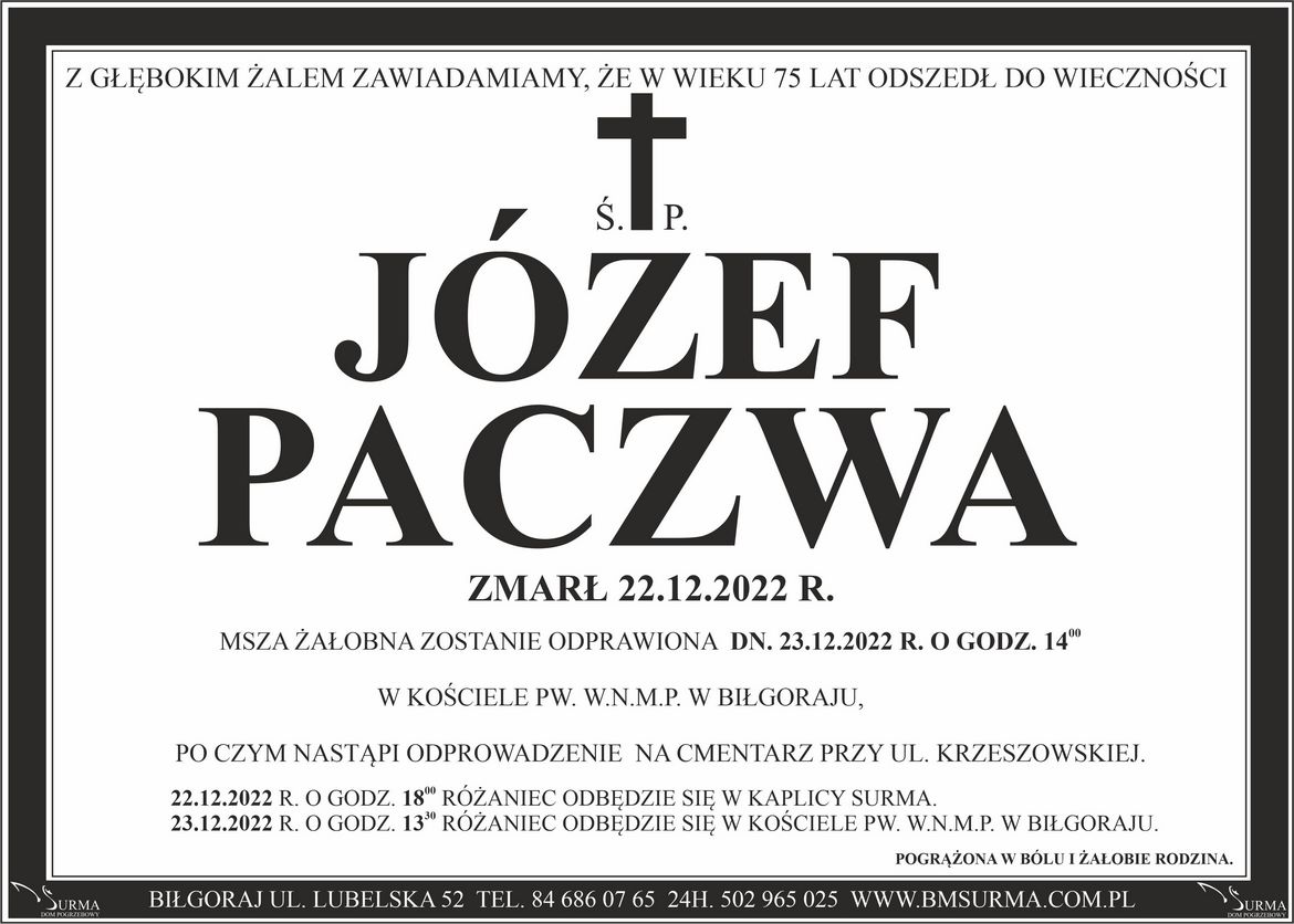 Ś.P. JÓZEF PACZWA