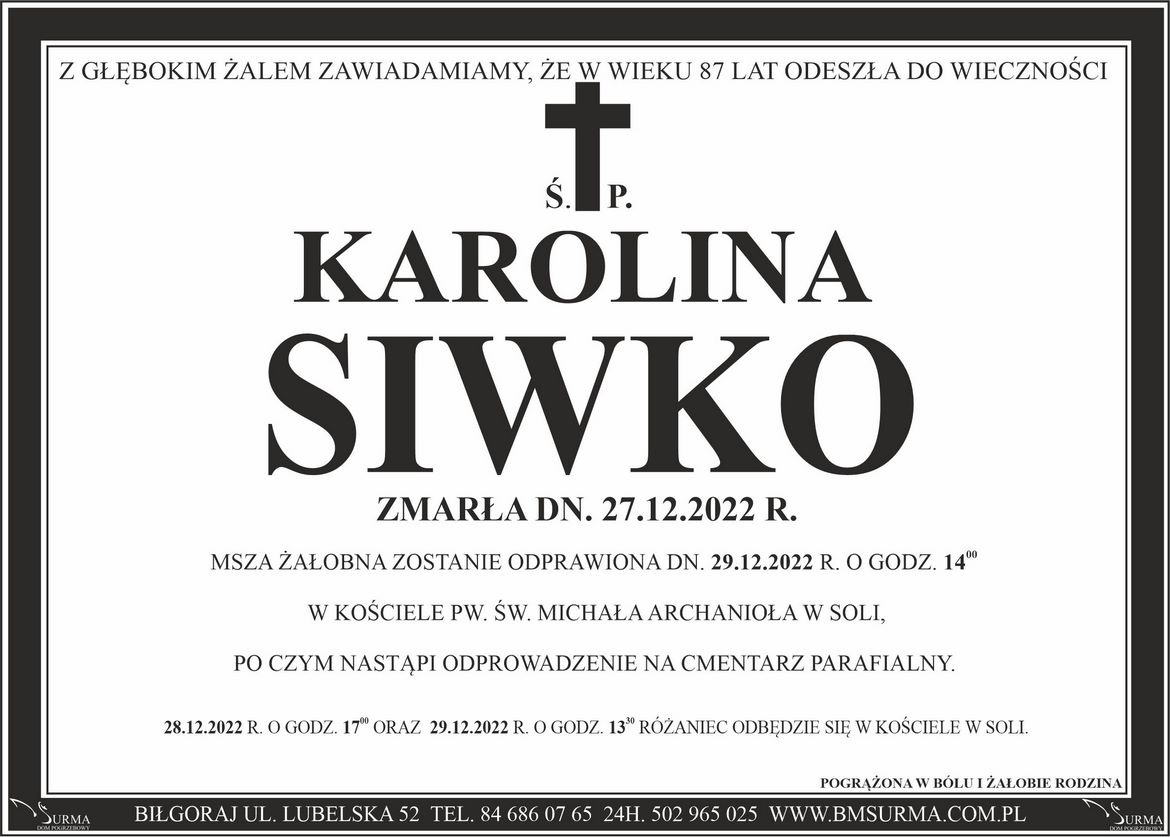 Ś.P. KAROLINA SIWKO