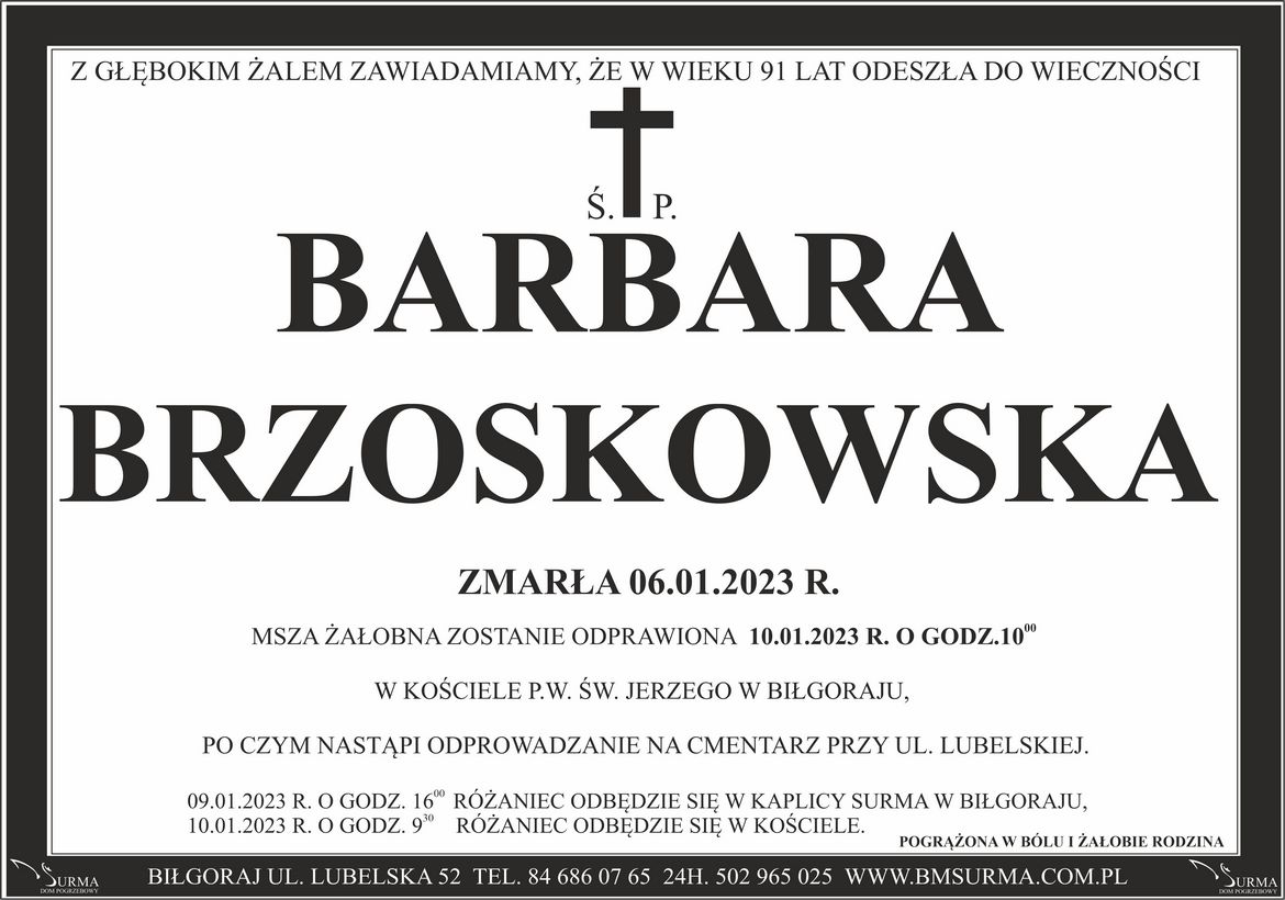 Ś.P. BARBARA BRZOSKOWSKA