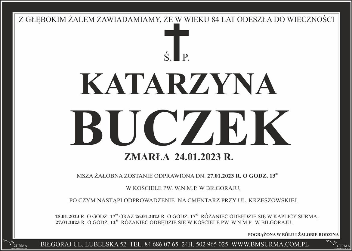 Ś.P. KATARZYNA BUCZEK