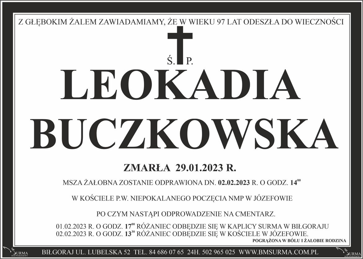 Ś.P. LEOKADIA BUCZKOWSKA