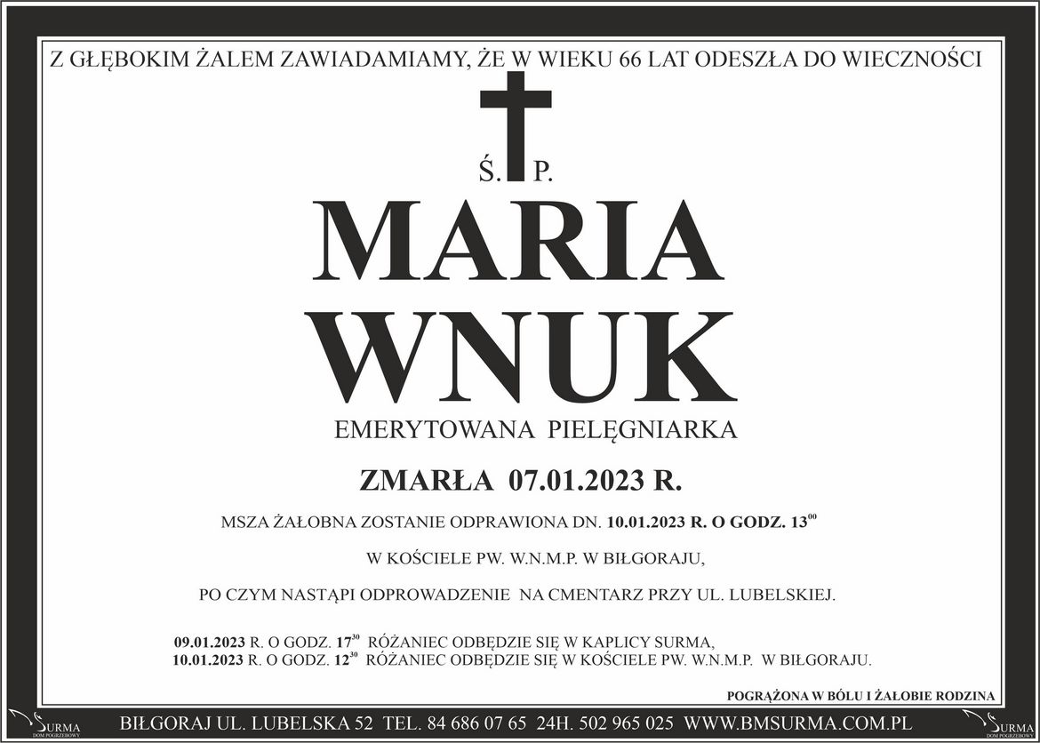 Ś.P. MARIA WNUK