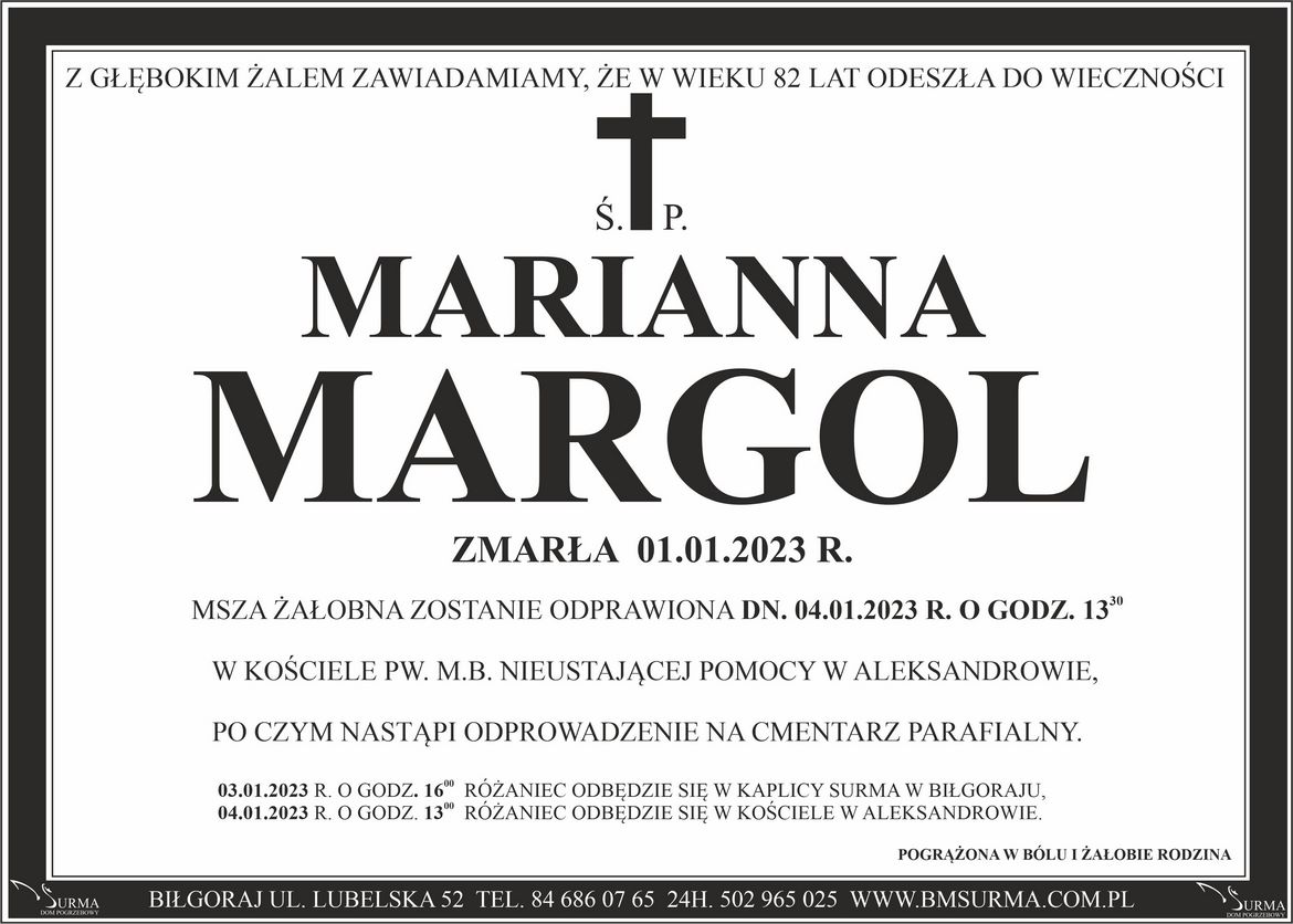 Ś.P. MARIANNA MARGOL