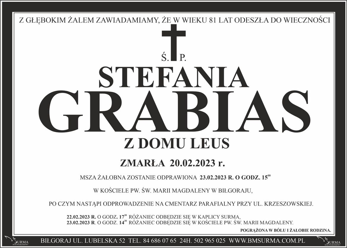 Ś.P. STEFANIA GRABIAS