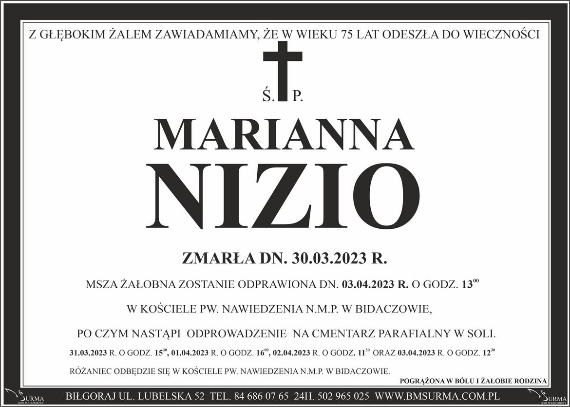 Ś.P. MARIANNA NIZIO