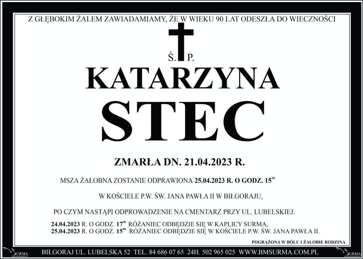 Ś. P. KATARZYNA STEC