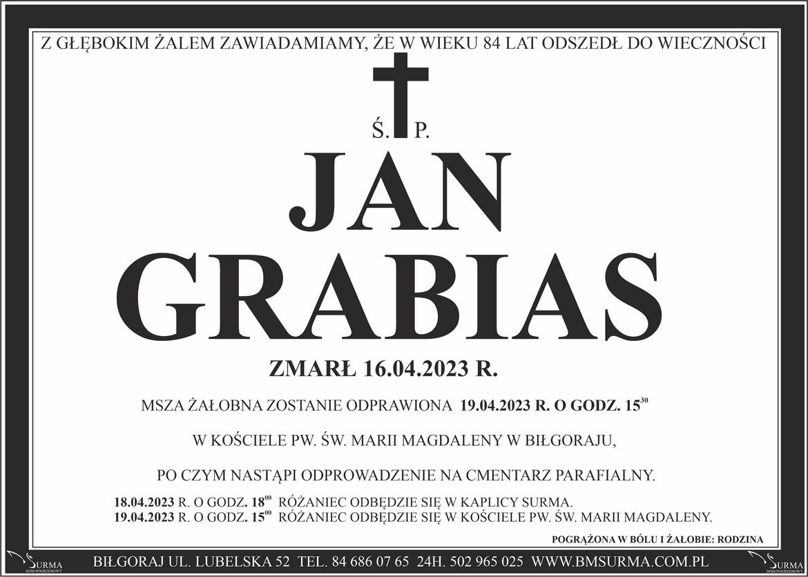 Ś.P. JAN GRABIAS