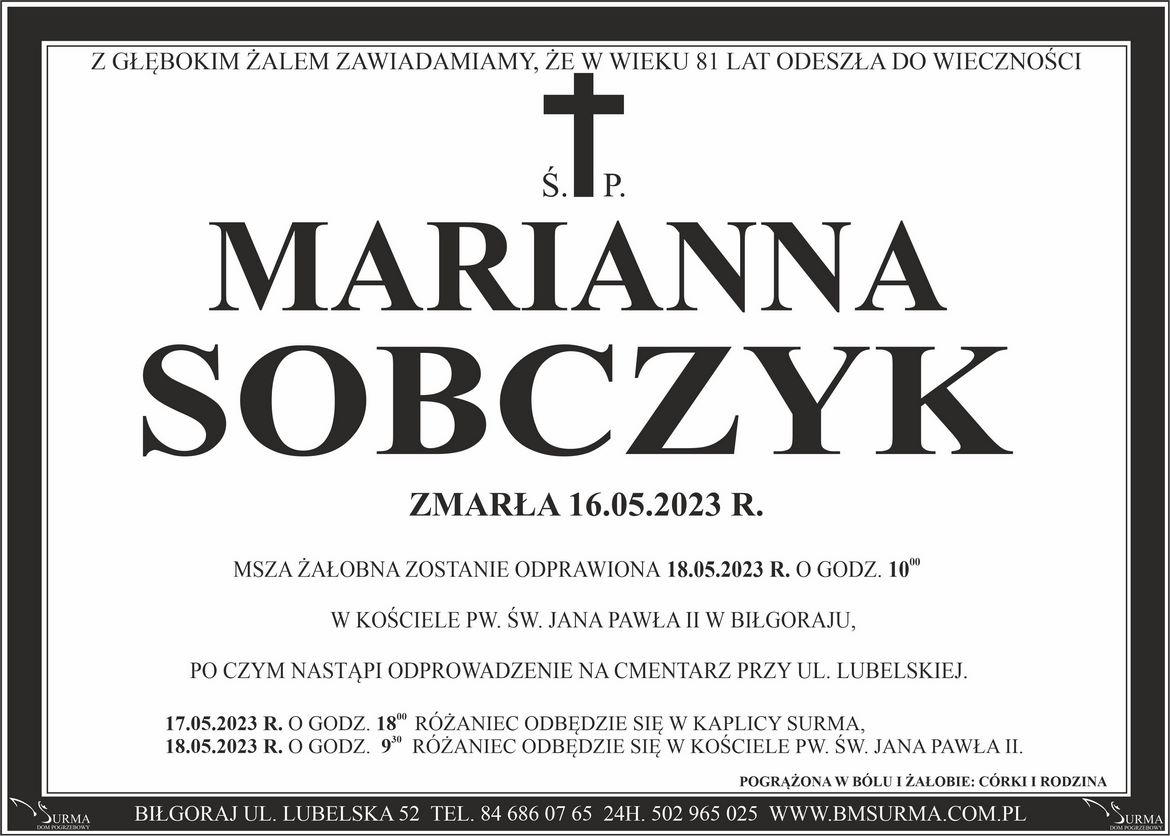 Ś.P. MARIANNA SOBCZYK