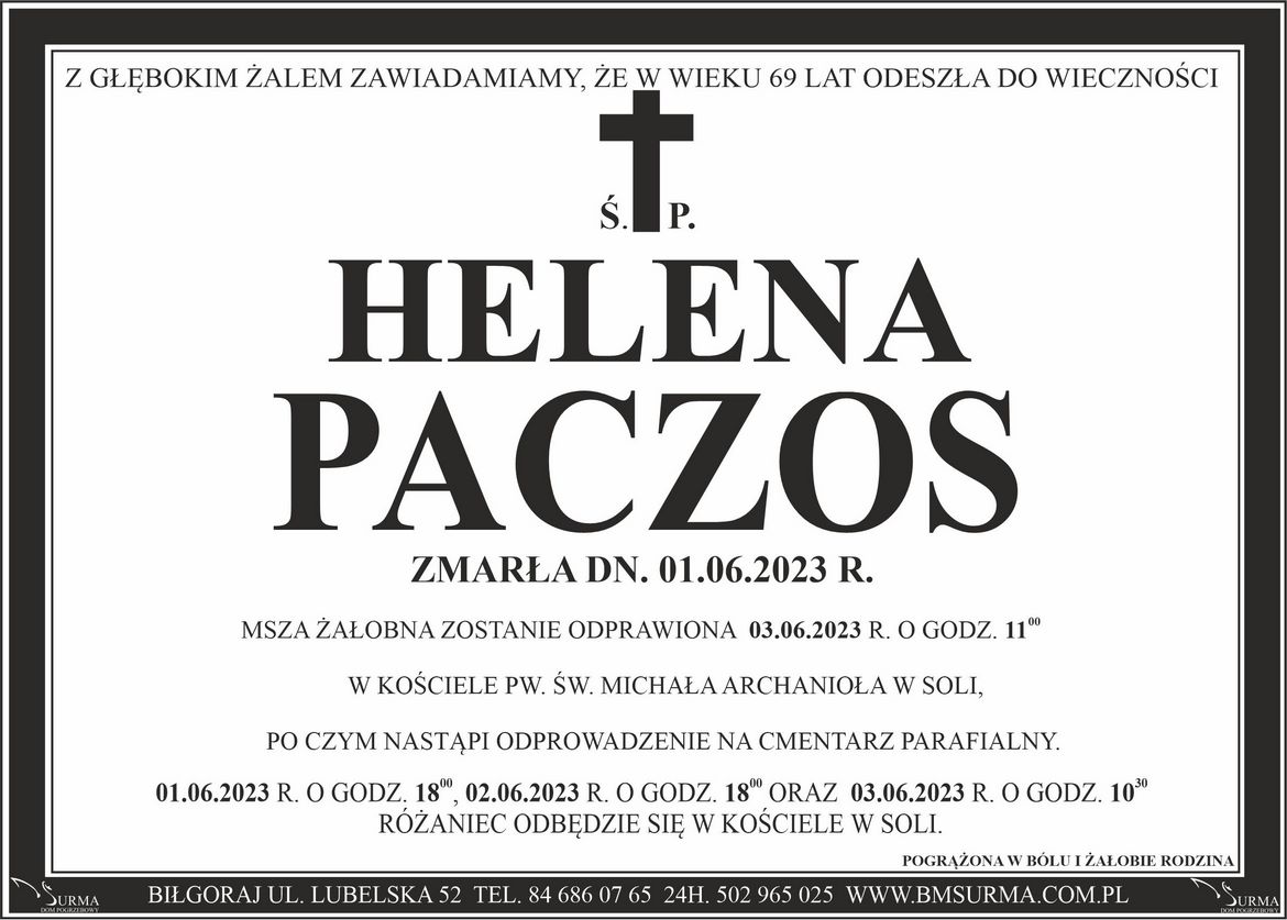 Ś.P. HELENA PACZOS