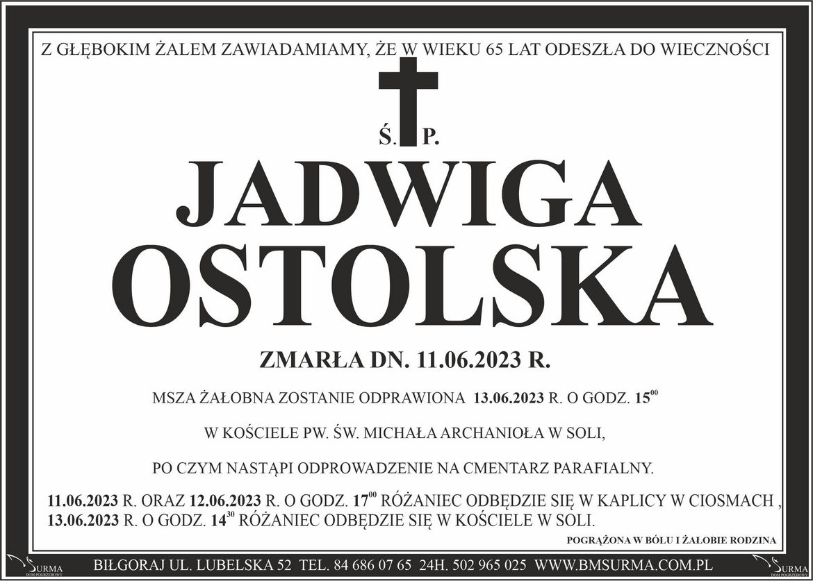 Ś.P. JADWIGA OSTOLSKA