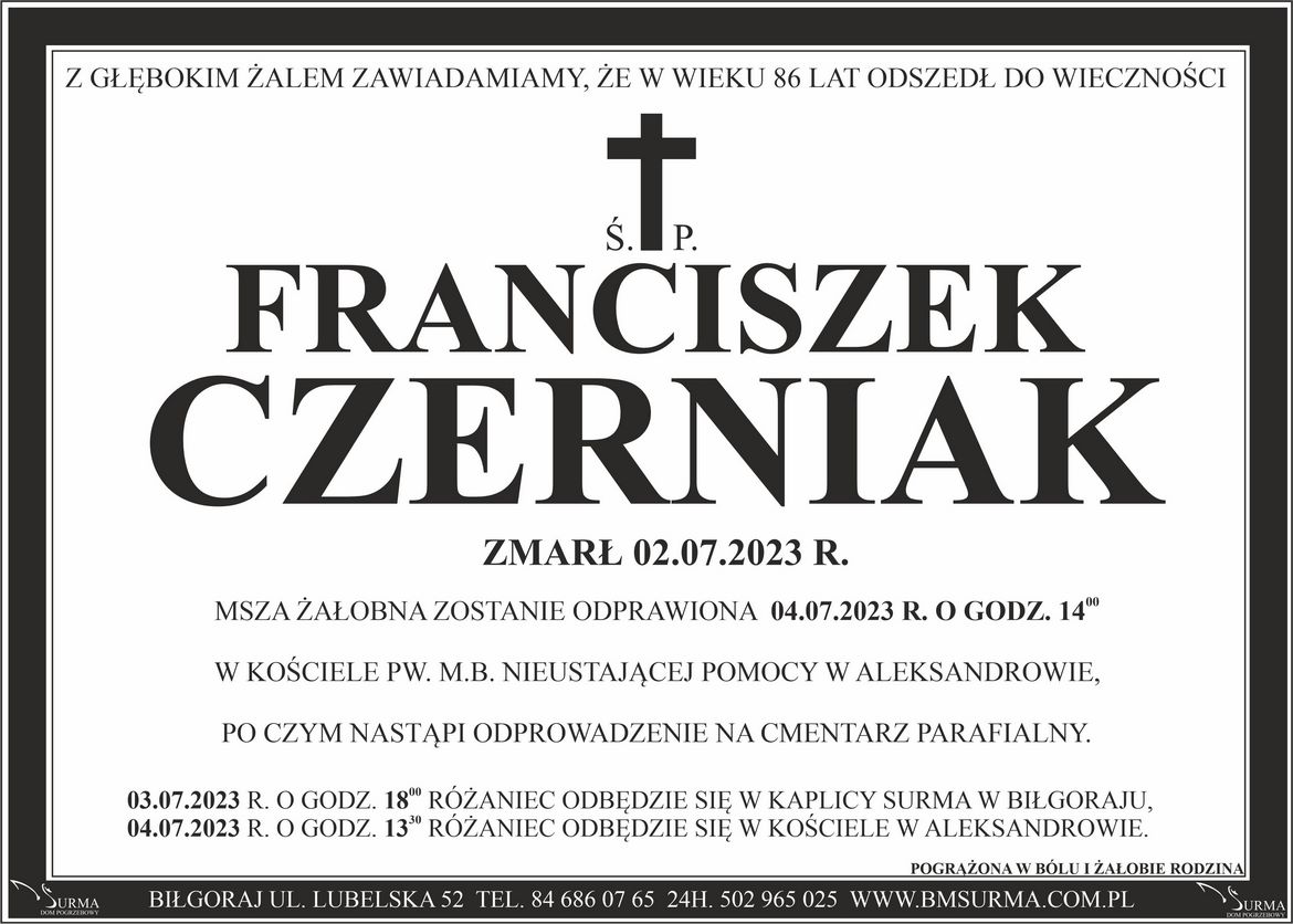 Ś.P. FRANCISZEK CZERNIAK