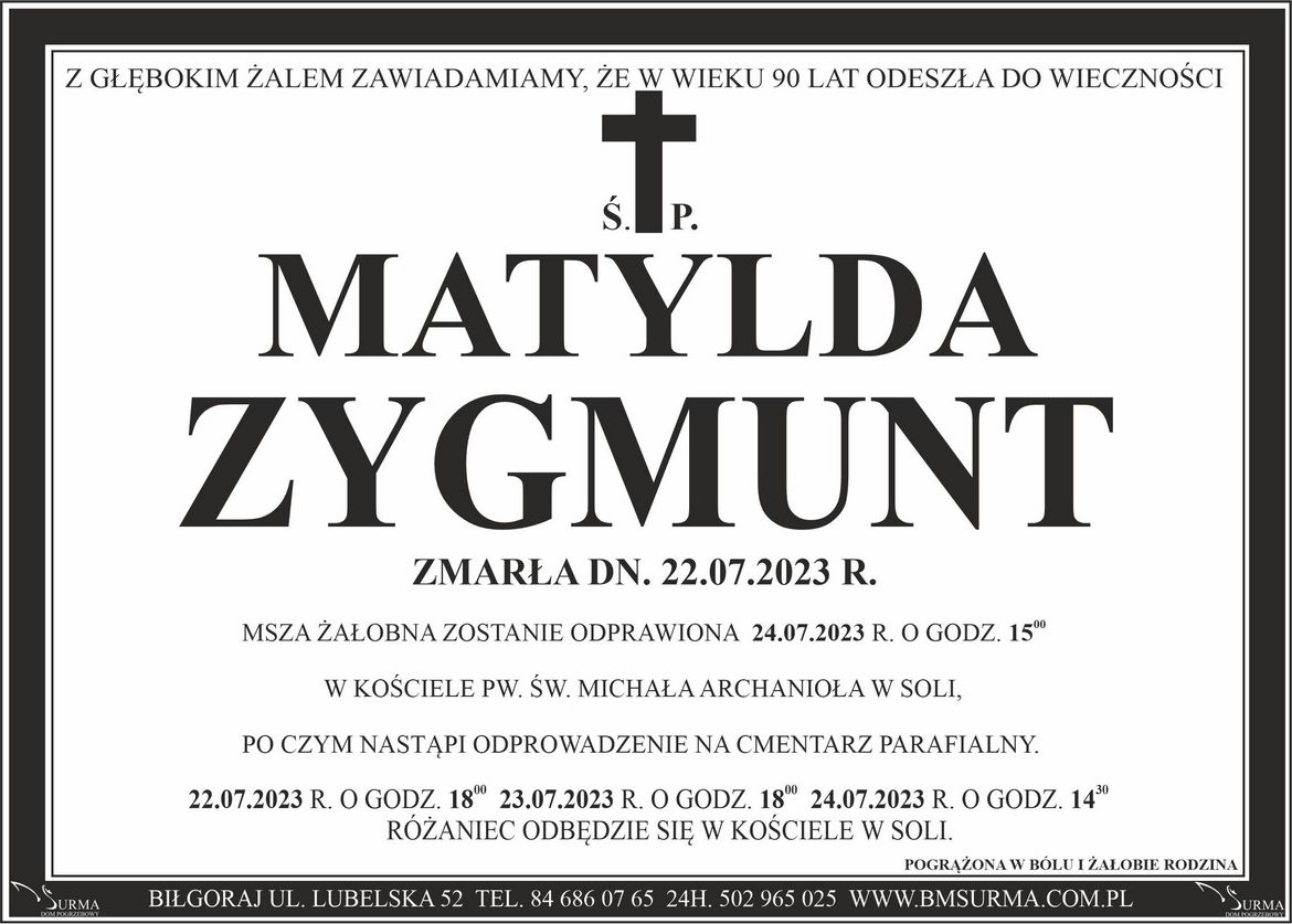 Ś.P. MATYLDA ZYGMUNT