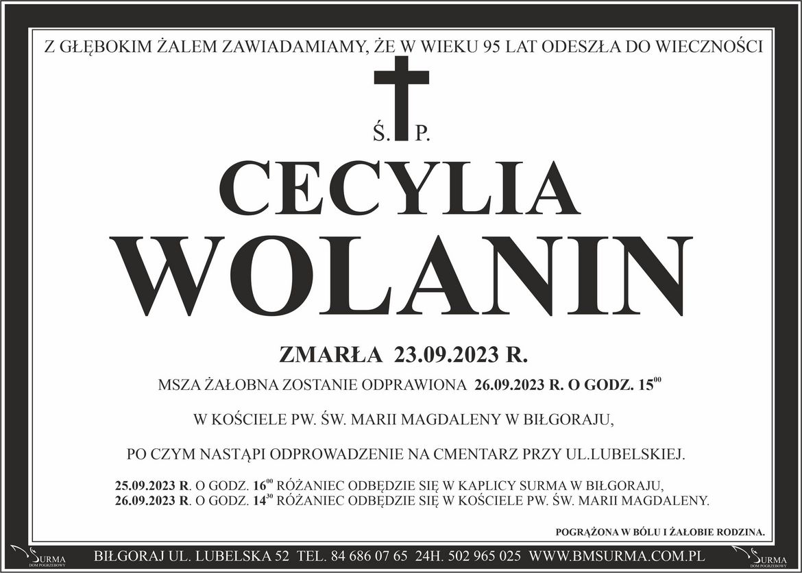 Ś.P. CECYLIA WOLANIN