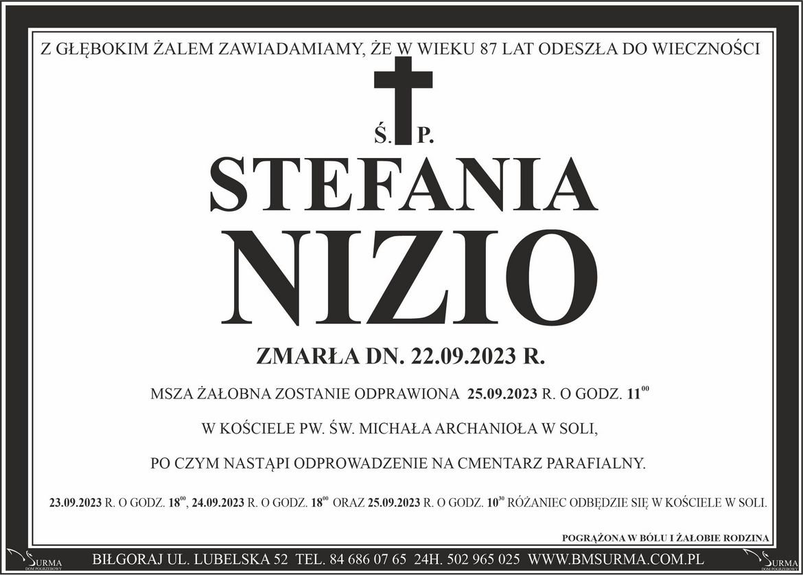 Ś.P. STEFANIA NIZIO