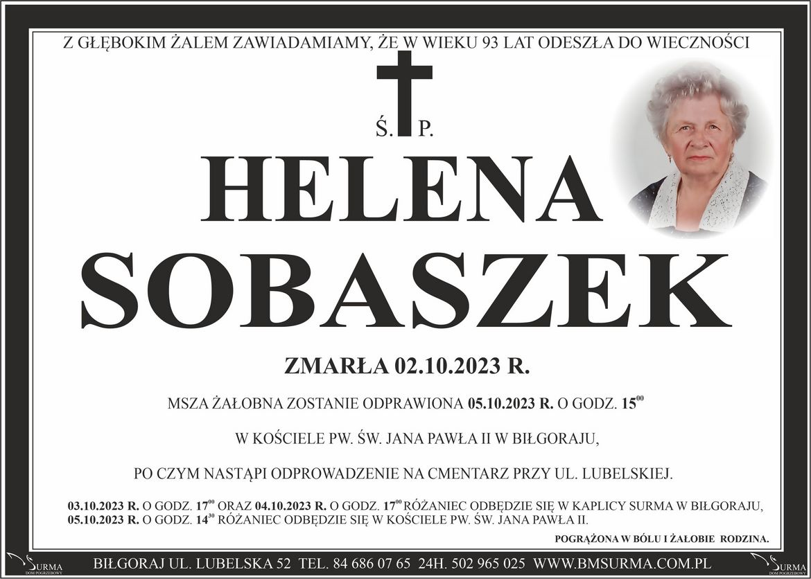 Ś.P.  HELENA SOBASZEK