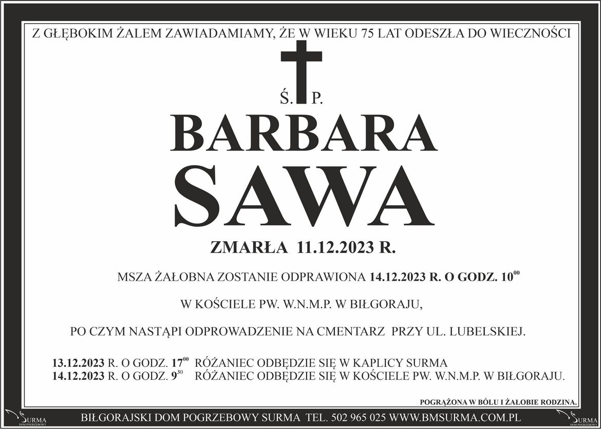 Ś.P. BARBARA SAWA