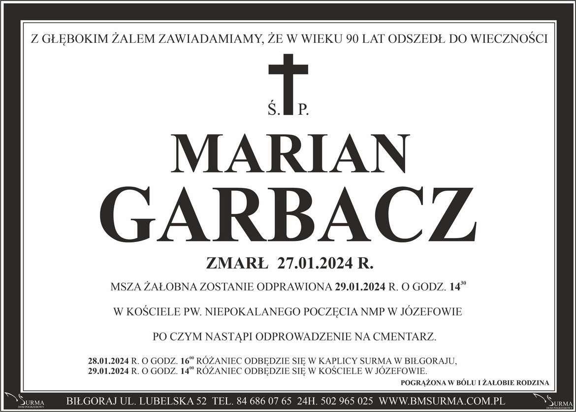 Ś.P. MARIAN GARBACZ