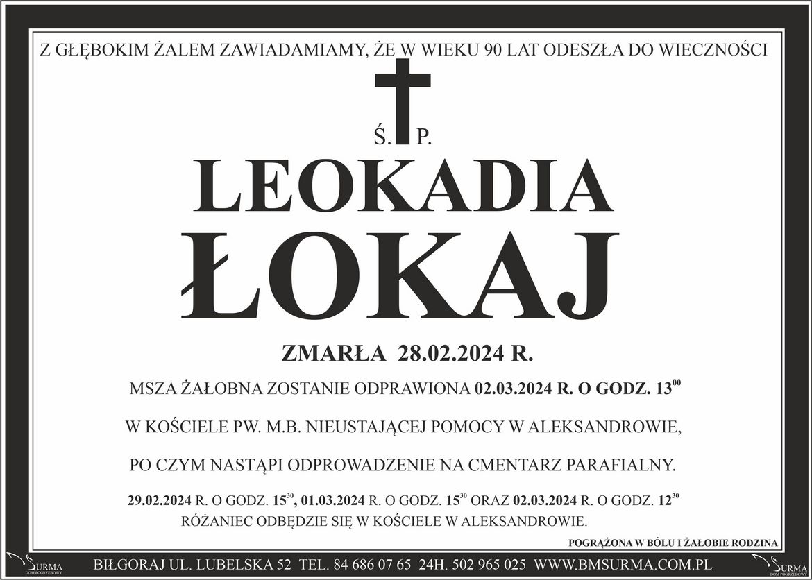Ś.P. LEOKADIA ŁOKAJ