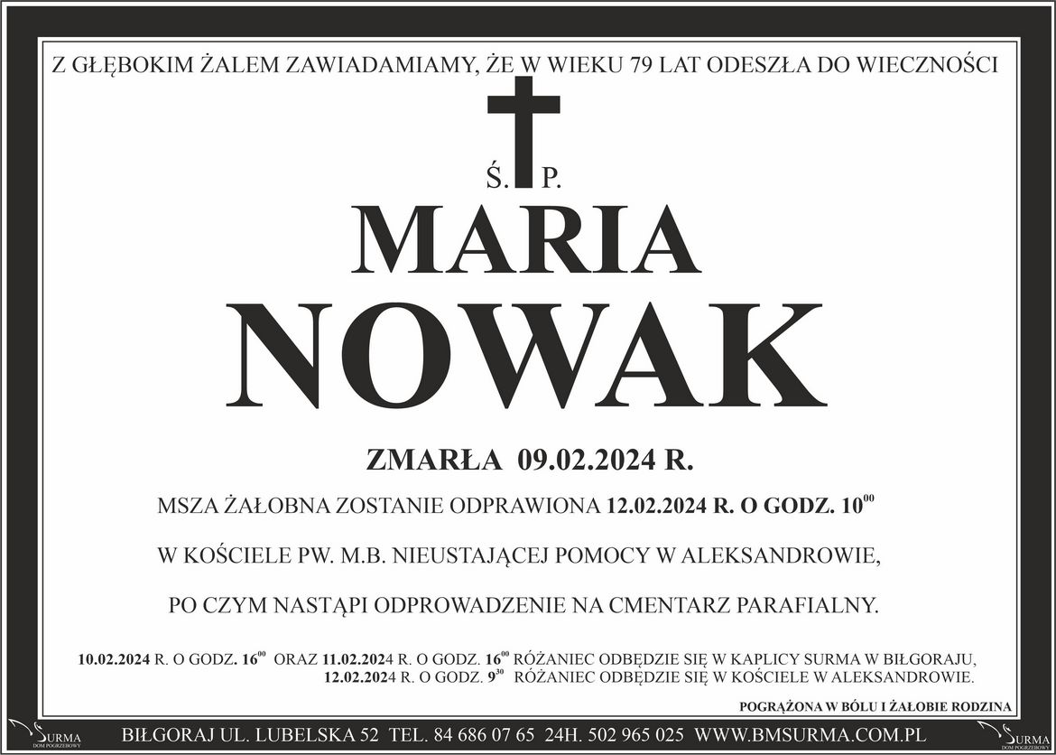 Ś.P. MARIA NOWAK