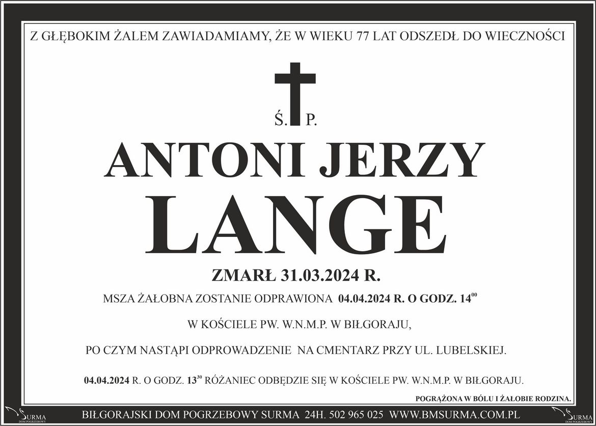Ś.P. ANTONI JERZY LANGE