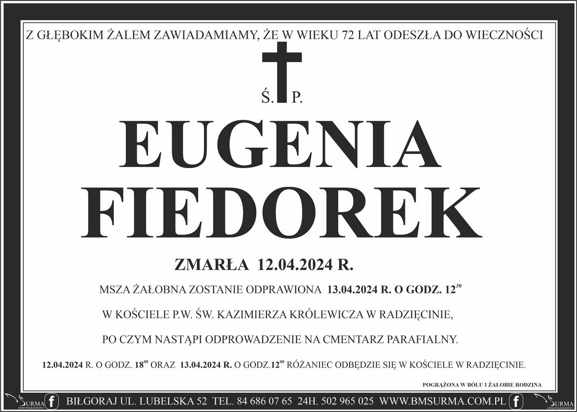 Ś.P. EUGENIA FIEDOREK