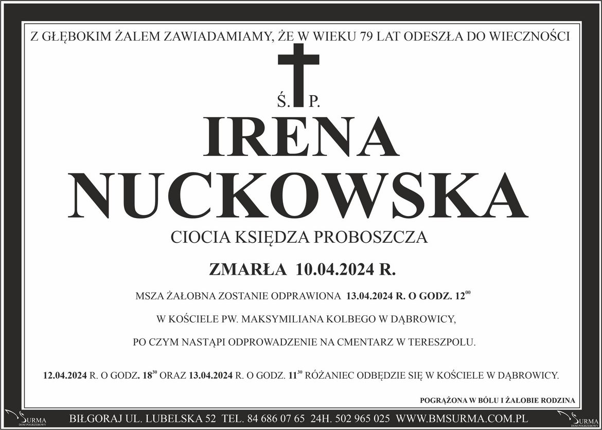 Ś.P. IRENA NUCKOWSKA