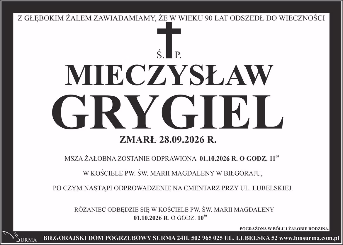 Ś.P. MIECZYSŁAW GRYGIEL